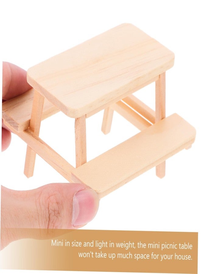 ERINGOGO Miniature Picnic Table Model Dollhouse Furniture Accessory 1 12 Scale Wooden Table and Chairs Doll House Prop for Display and Decoration - Image 3